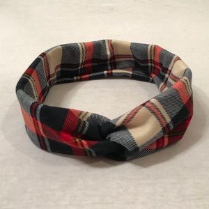 Red/Navy/Cream Plaid Headband